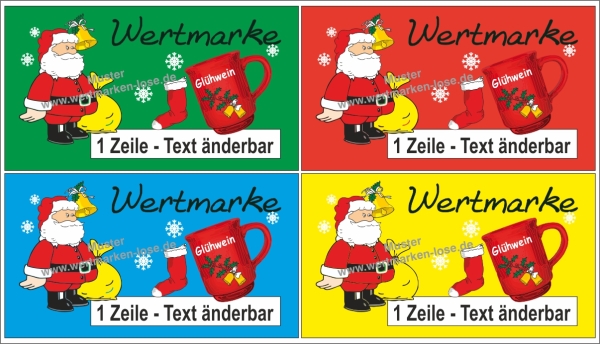 1000 Wertmarken "Weihnachten-Glühwein-Nikolaus" - Text änderbar